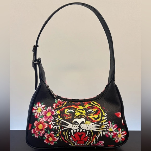 Ed Hardy Handbags - Ed Hardy Black Shoulder Bag with Tiger Design